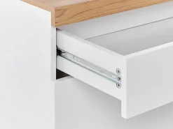 Movel De Tv Com 4 Gavetas E 2 Prateleiras Branco E Cor De Madeira Clara Cheval