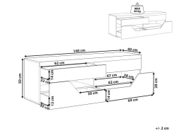 Movel De Tv Com 4 Gavetas E 2 Prateleiras Branco E Cor De Madeira Clara Cheval