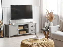 Movel De Tv Com 2 Gavetas E 2 Portas Cinzento Claro Honolulu