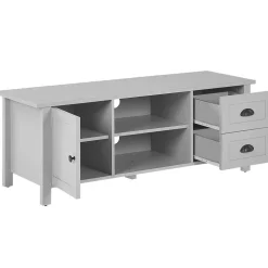 Movel De Tv Com 2 Gavetas E 2 Portas Cinzento Claro Honolulu