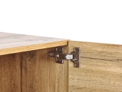 Movel De Tv Com 2 Gavetas E 2 Portas Em Madeira Clara E Preto Fiora