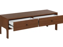 Movel De Tv Com 2 Gavetas Em Madeira Escura Corina