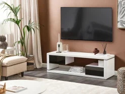 Movel De Tv Com 2 Gavetas Branco E Preto Spokan