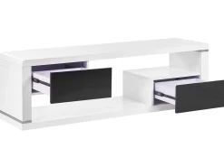 Movel De Tv Com 2 Gavetas Branco E Preto Spokan