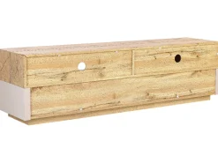 Movel De Tv Com 3 Gavetas E 2 Prateleiras De Madeira Clara E Creme Antonio