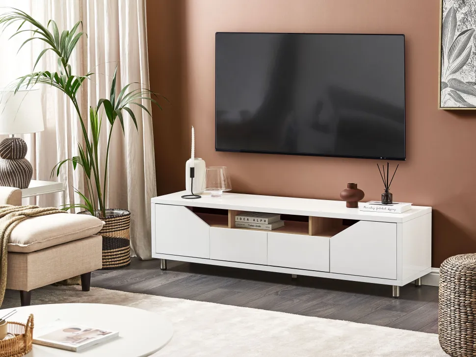 Movel De Tv Com 2 Gavetas E 2 Portas Branco Cinci
