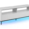 Movel De Tv Com 2 Gavetas E Iluminação Led Em Branco Sydney