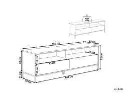 Movel De Tv Com 2 Gavetas E Iluminação Led Em Branco Sydney