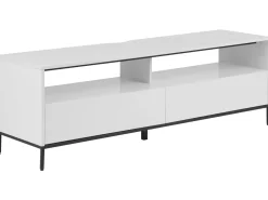 Movel De Tv Com 2 Gavetas E Iluminação Led Em Branco Sydney