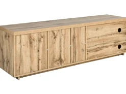 Movel De Tv Com 2 Gavetas E 1 Porta Em Madeira Clara E Branco Farada