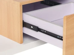 Movel De Tv Com 2 Gavetas Branco E Cor De Madeira Clara Knox