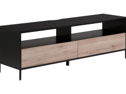 Movel De Tv Com 2 Gavetas Em Madeira Clara E Preto Sydney