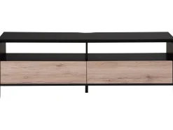 Movel De Tv Com 2 Gavetas Em Madeira Clara E Preto Sydney