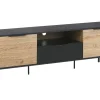 Movel De Tv Com 1 Gavetas E 2 Portas Em Preto E Madeira Clara Arkley