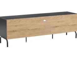 Movel De Tv Com 1 Gavetas E 2 Portas Em Preto E Madeira Clara Arkley