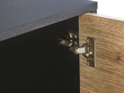 Movel De Tv Com 1 Gavetas E 2 Portas Em Preto E Madeira Clara Arkley