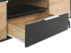 Movel De Tv Com 1 Gavetas E 2 Portas Em Preto E Madeira Clara Arkley