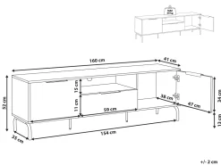 Movel De Tv Com 1 Gavetas E 2 Portas Em Preto E Madeira Clara Arkley