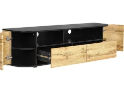 Movel De Tv Com 2 Gavetas E 2 Portas Em Madeira Clara E Preto Jerome