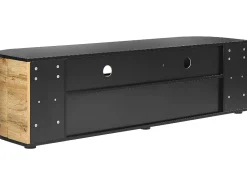 Movel De Tv Com 2 Gavetas E 2 Portas Em Madeira Clara E Preto Jerome