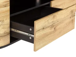 Movel De Tv Com 2 Gavetas E 2 Portas Em Madeira Clara E Preto Jerome