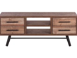 Movel De Tv Com 4 Gavetas E 2 Prateleiras Em Madeira Clara Atlanta