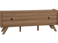 Movel De Tv Com 2 Gavetas E 2 Portas Em Madeira Clara E Branca Acton