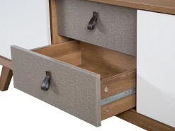 Movel De Tv Com 2 Gavetas E 2 Portas Em Madeira Clara E Branca Acton