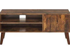 Movel De Tv Com 1 Porta E 2 Prateleiras Em Madeira Escura Vanler