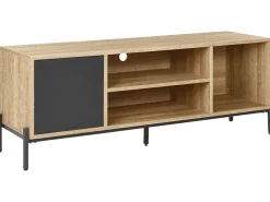 Movel De Tv Com 1 Porta Em Madeira Clara E Cinzenta Moines