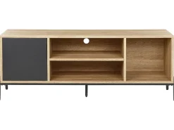 Movel De Tv Com 1 Porta Em Madeira Clara E Cinzenta Moines