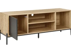 Movel De Tv Com 1 Porta Em Madeira Clara E Cinzenta Moines