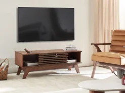 Movel De Tv Com 1 Porta Em Madeira Escura Toledo