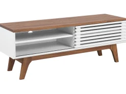 Movel De Tv Com 1 Porta Em Branco E Madeira Escura Toledo