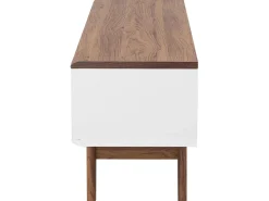 Movel De Tv Com 1 Porta Em Branco E Madeira Escura Toledo