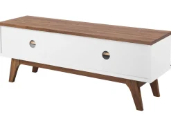 Movel De Tv Com 1 Porta Em Branco E Madeira Escura Toledo