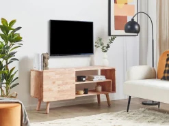 Movel De Tv Com 1 Porta Em Madeira Clara De Seringueira Westfield