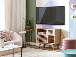 Movel De Tv Com 2 Portas Cor De Madeira Clara Cleveland