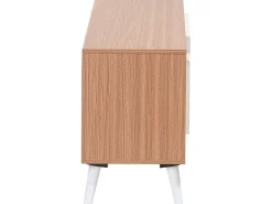 Movel De Tv Com 2 Portas E 4 Prateleiras Em Madeira Clara E Branca Alloa