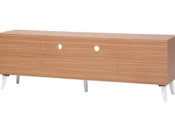 Movel De Tv Com 2 Portas E 4 Prateleiras Em Madeira Clara E Branca Alloa