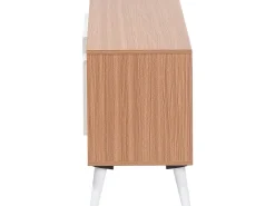 Movel De Tv Com 2 Portas E 4 Prateleiras Em Madeira Clara E Branca Alloa