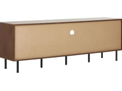 Movel De Tv Com 2 Portas E 3 Prateleiras Em Madeira Escura E Cinzento Palmer