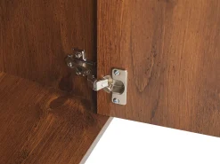 Movel De Tv Com 2 Portas E 3 Prateleiras Em Madeira Escura E Cinzento Palmer