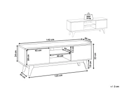 Movel De Tv Com 2 Portas E 2 Prateleiras Em Branco E Cor De Madeira Clara Rochester