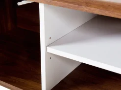 Movel De Tv Com 2 Portas E 2 Prateleiras Em Branco E Cor De Madeira Clara Rochester