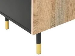 Movel De Tv Com 2 Portas E 2 Prateleiras Em Madeira Clara E Preta Abilen