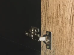 Movel De Tv Com 2 Portas E 2 Prateleiras Em Madeira Clara E Preta Abilen