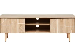 Movel De Tv Com 2 Portas E 2 Prateleiras Em Madeira Clara Franklin