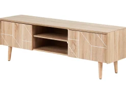 Movel De Tv Com 2 Portas E 2 Prateleiras Em Madeira Clara Franklin