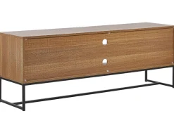 Movel De Tv Com 2 Portas E 2 Prateleiras Em Madeira Clara E Branco Nueva